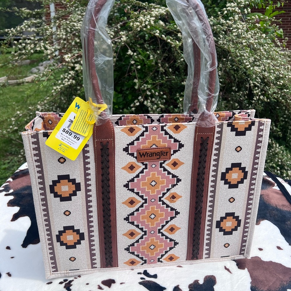 Wrangler Large Brown and Cream Aztec Tote Bag